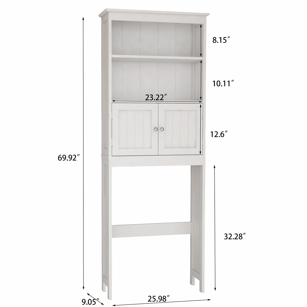 2-Tier Over-Toilet Storage Cabinet – Wood Finish Bathroom Spacesaver with 2 Doors