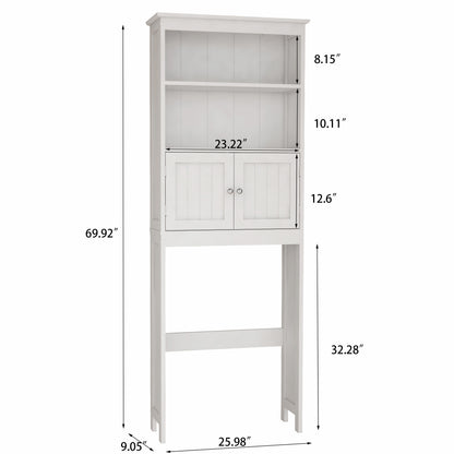 2-Tier Over-Toilet Storage Cabinet – Wood Finish Bathroom Spacesaver with 2 Doors
