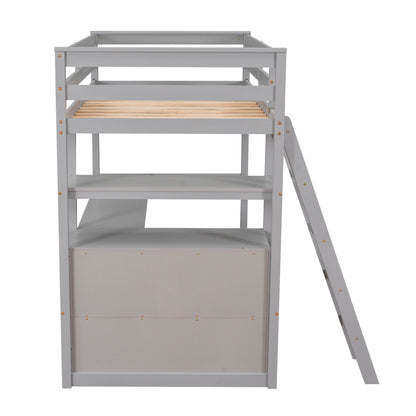Twin Loft Bed Gray