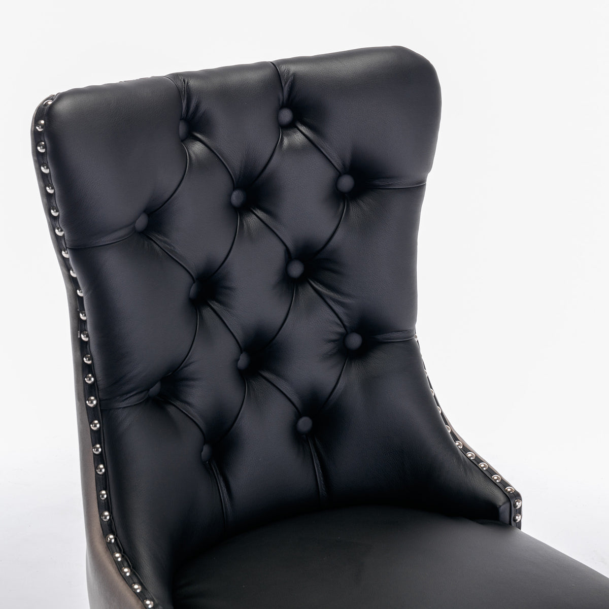 Tufted PU Dining Chairs Set of 2 Black Gray