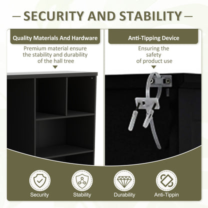 Hall Tree Storage Cabinet Black