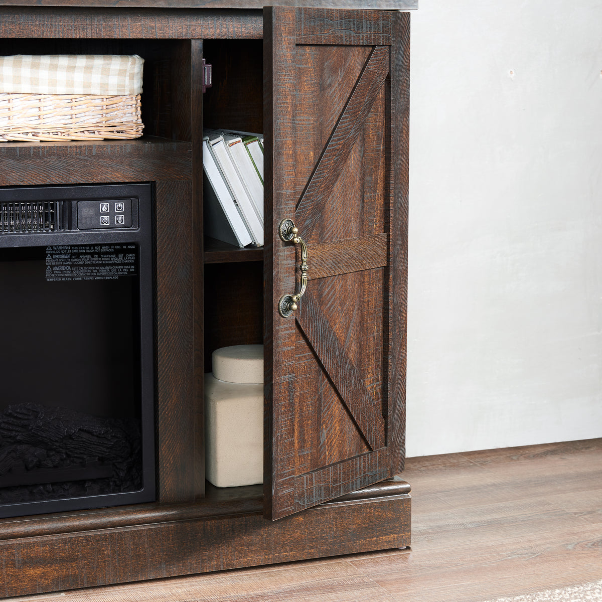 Wood Media Console TV Stand Brown