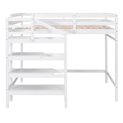 Full Loft Bed with Storage – White Finish