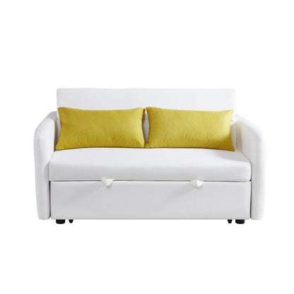 Cream Convertible Sofa Bed – Twin Size Sleeper with Storage