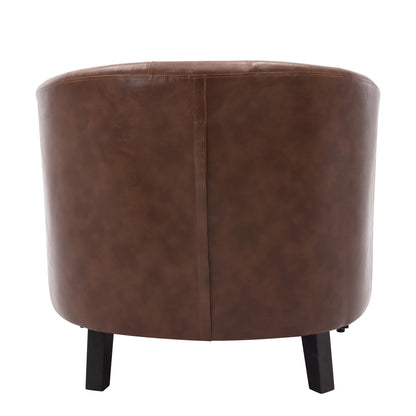 PU Leather Barrel Club Chair – Tufted Lounge Design