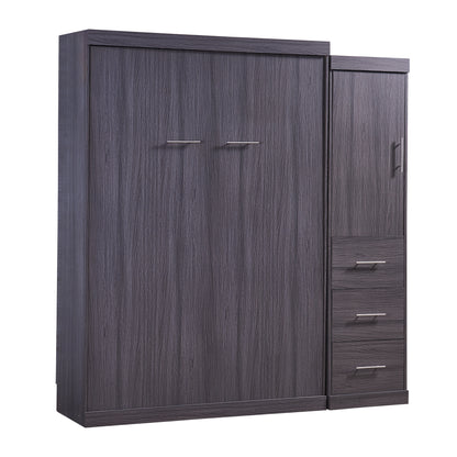 Full Murphy Bed with Wardrobe Gray