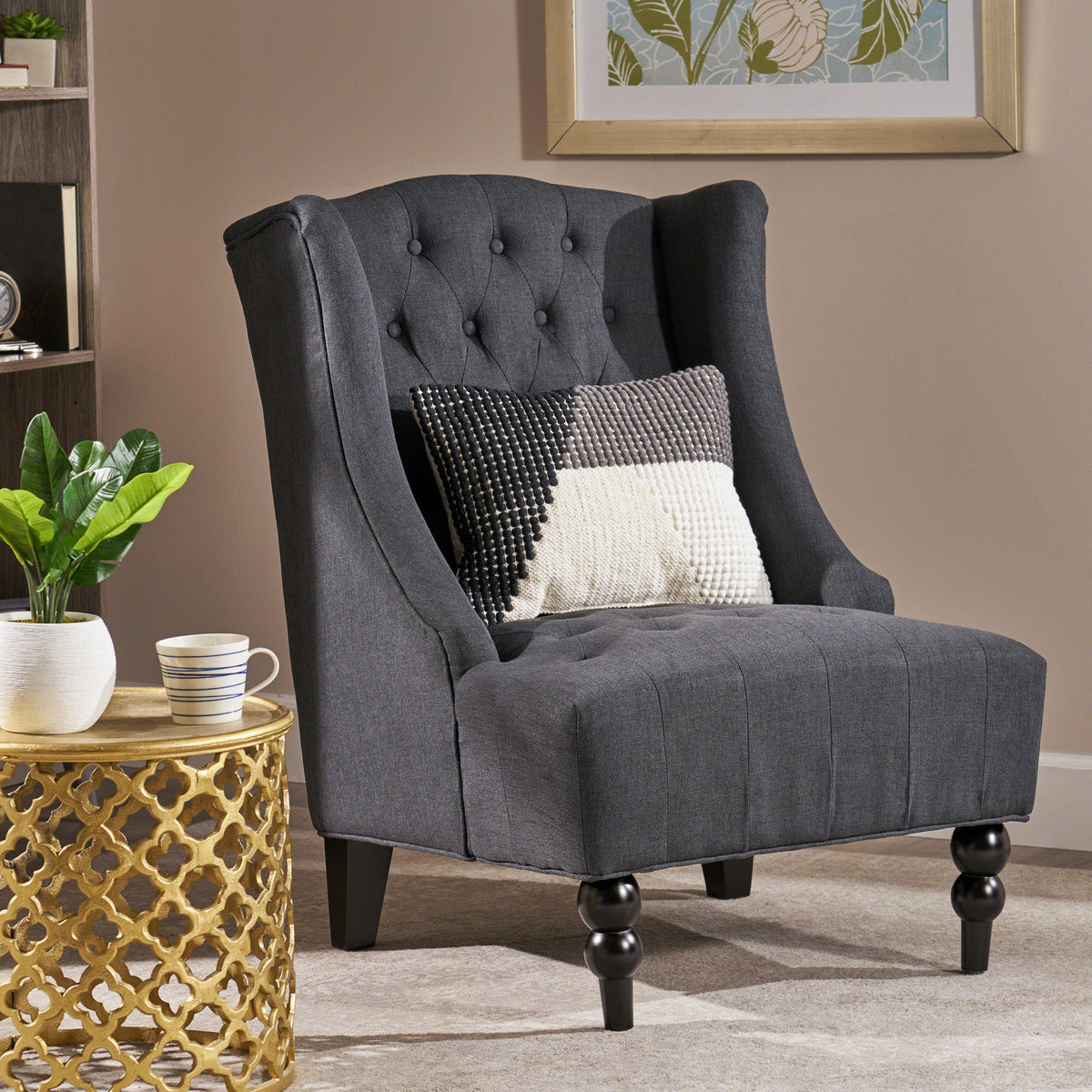 Toddman Velvet Club Chair – Charcoal