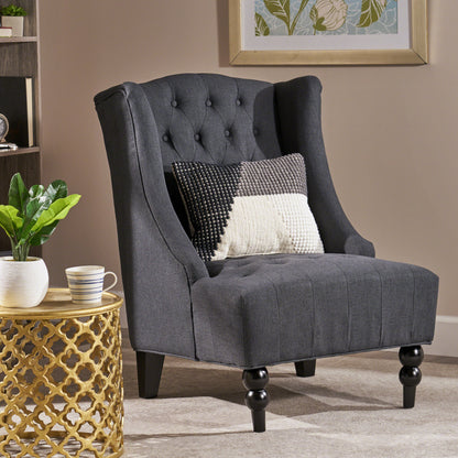 Toddman Velvet Club Chair – Charcoal