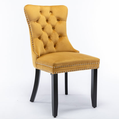 Tufted Velvet Dining Chair Set (2 pcs) – Gold