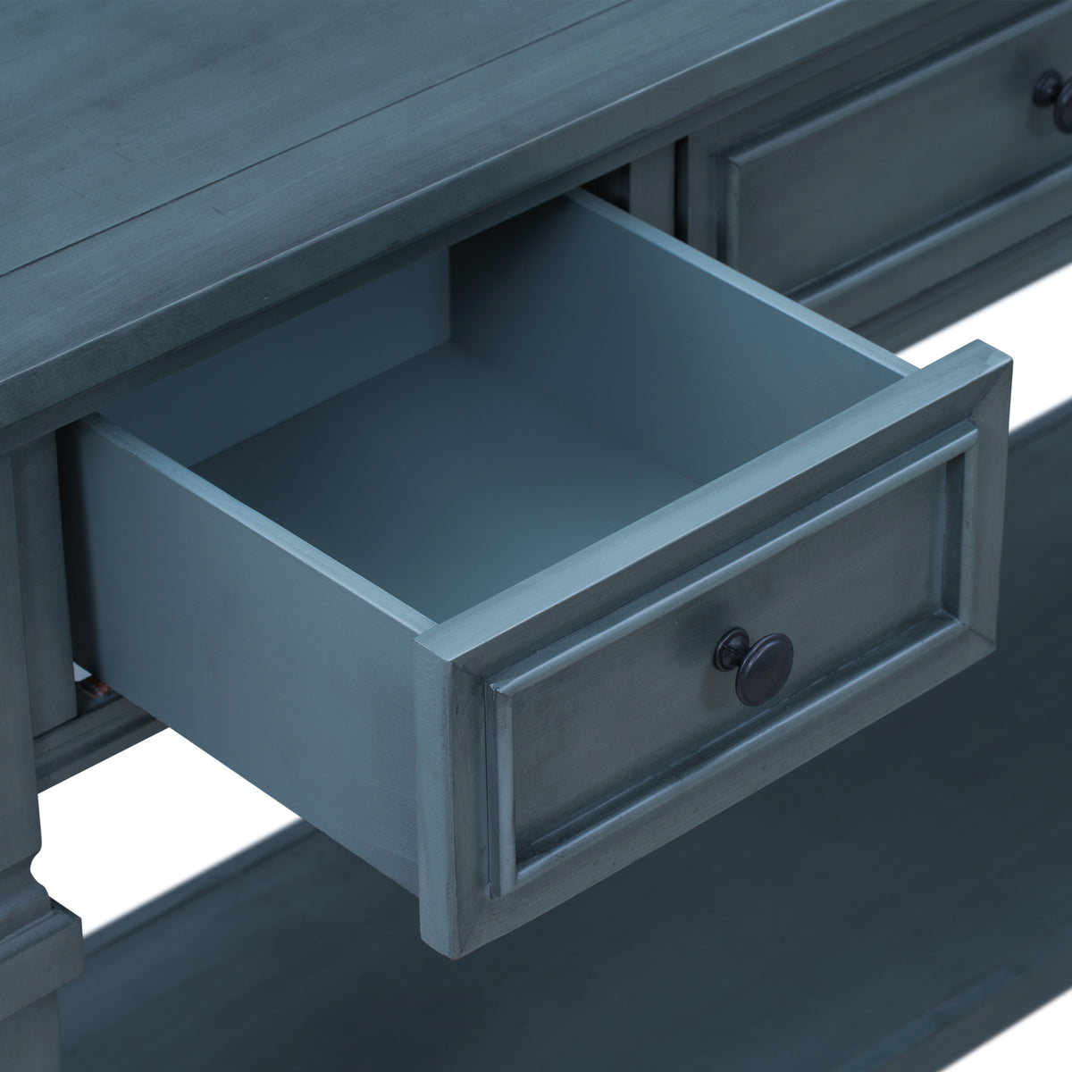 Navy Wood Console Table with Drawers