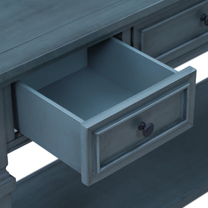 Navy Wood Console Table with Drawers