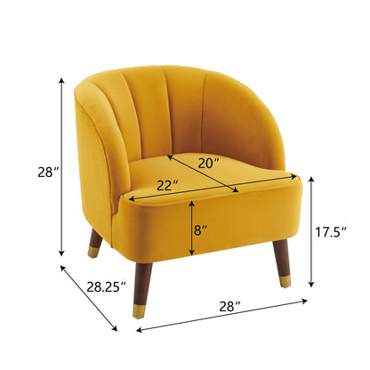 Barrel Accent Chair with Wooden Legs Brown