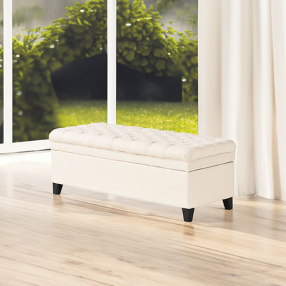 Juliana Velvet Storage Ottoman Beige