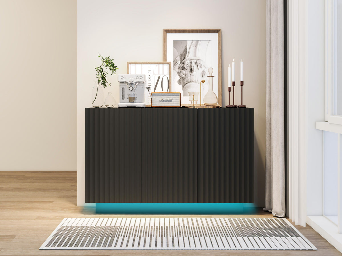 Carved LED Sideboard Cabinet with Adjustable Shelf