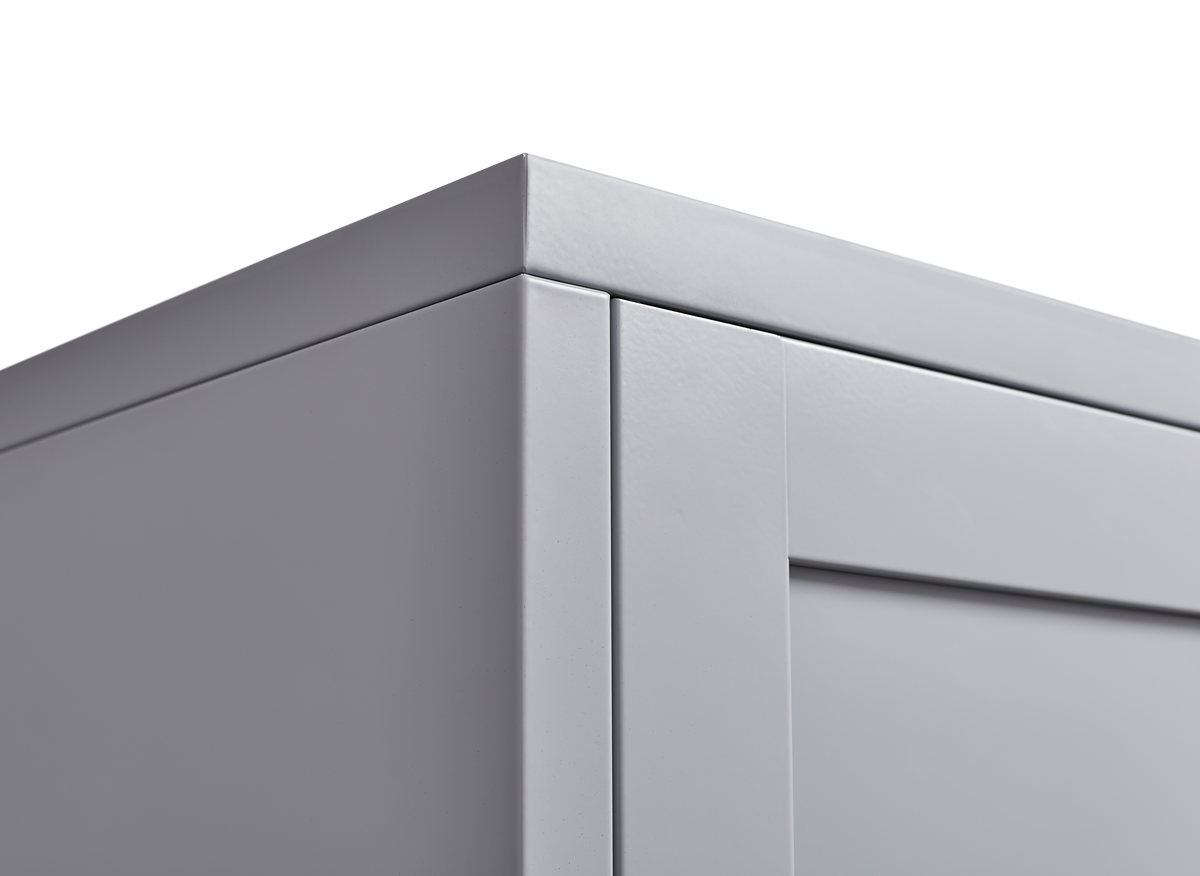 Grey Metal Kitchen Storage Cabinet with Doors