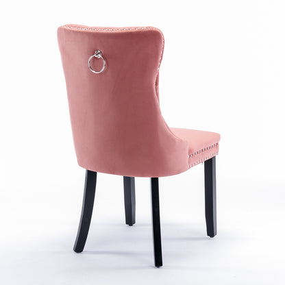 Nikki Tufted Linen Dining Chair Set (2 pcs) – Pink