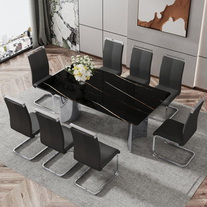 Modern Glass Dining Table Silver Base