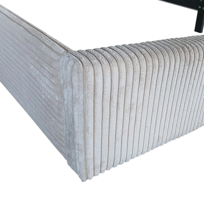 Corduroy Wingback Storage Bed – Beige & White