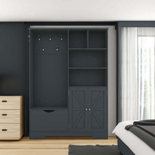 Hallway Storage Bench with Drawers Blue