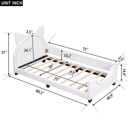 Teddy Fleece Daybed with Carton Headboard White