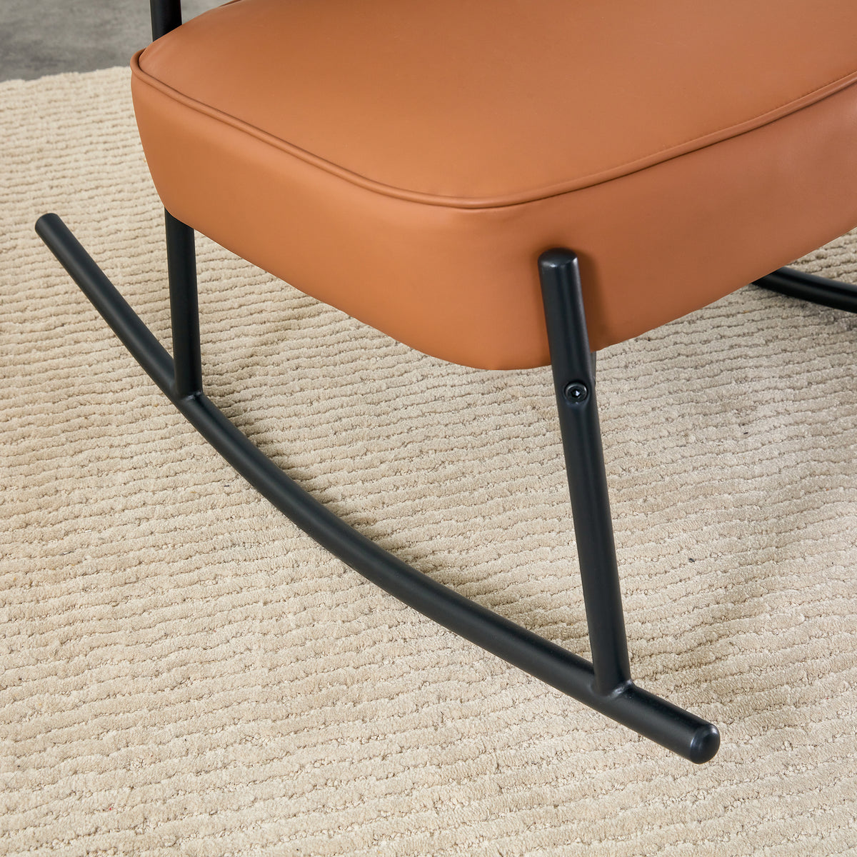 PU Leather Rocking Chair – Black Metal Legs
