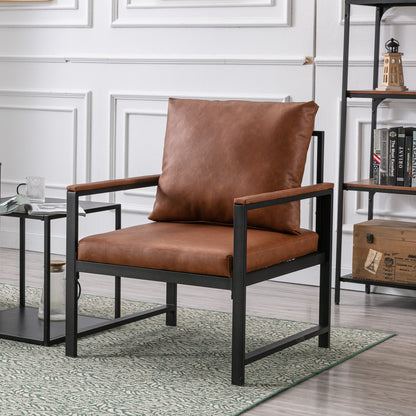 Faux Leather Accent Chair – Burnt Orange