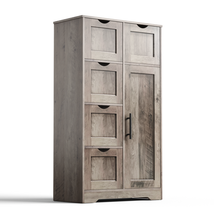 Tall Bathroom Cabinet – Grey Wood