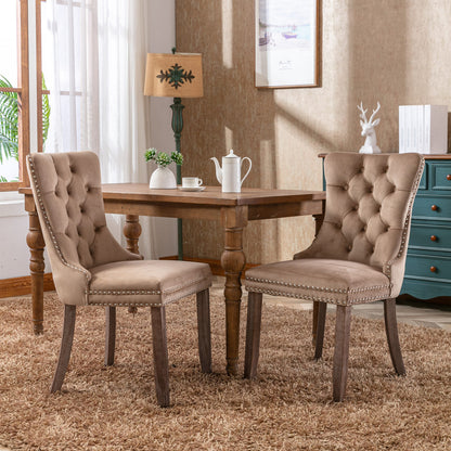 High-End Tufted Dining Chair Set Khaki