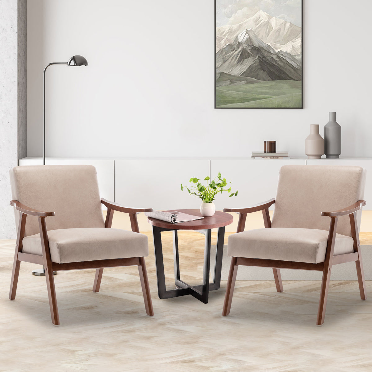 Oakwood Accent Armchair – Beige Linen
