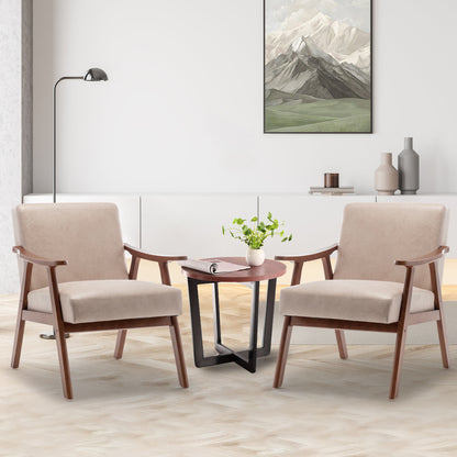 Oakwood Accent Armchair – Beige Linen