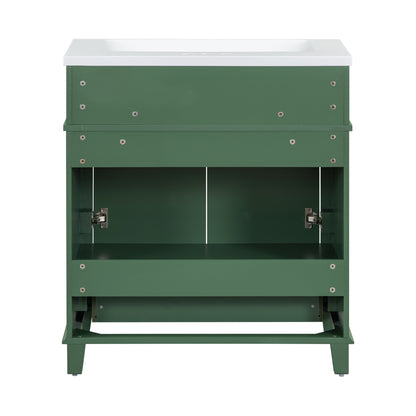 30-Inch Solid Wood Bathroom Vanity with Sink Green