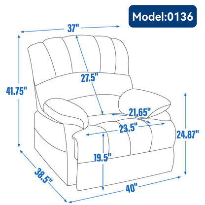 Manual Recliner Chair Fabric Gray