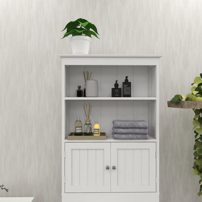 2-Tier Over-Toilet Storage Cabinet – Wood Finish Bathroom Spacesaver with 2 Doors