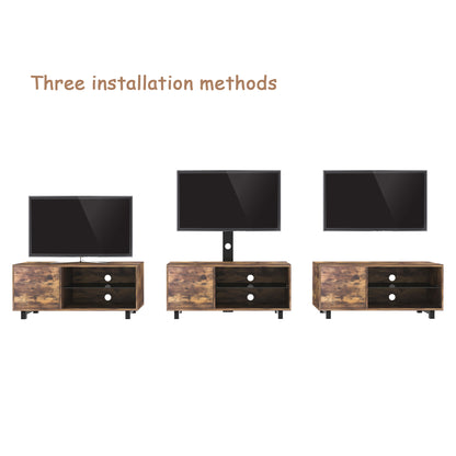 Rustic Brown TV Console – 65” Wood & Glass