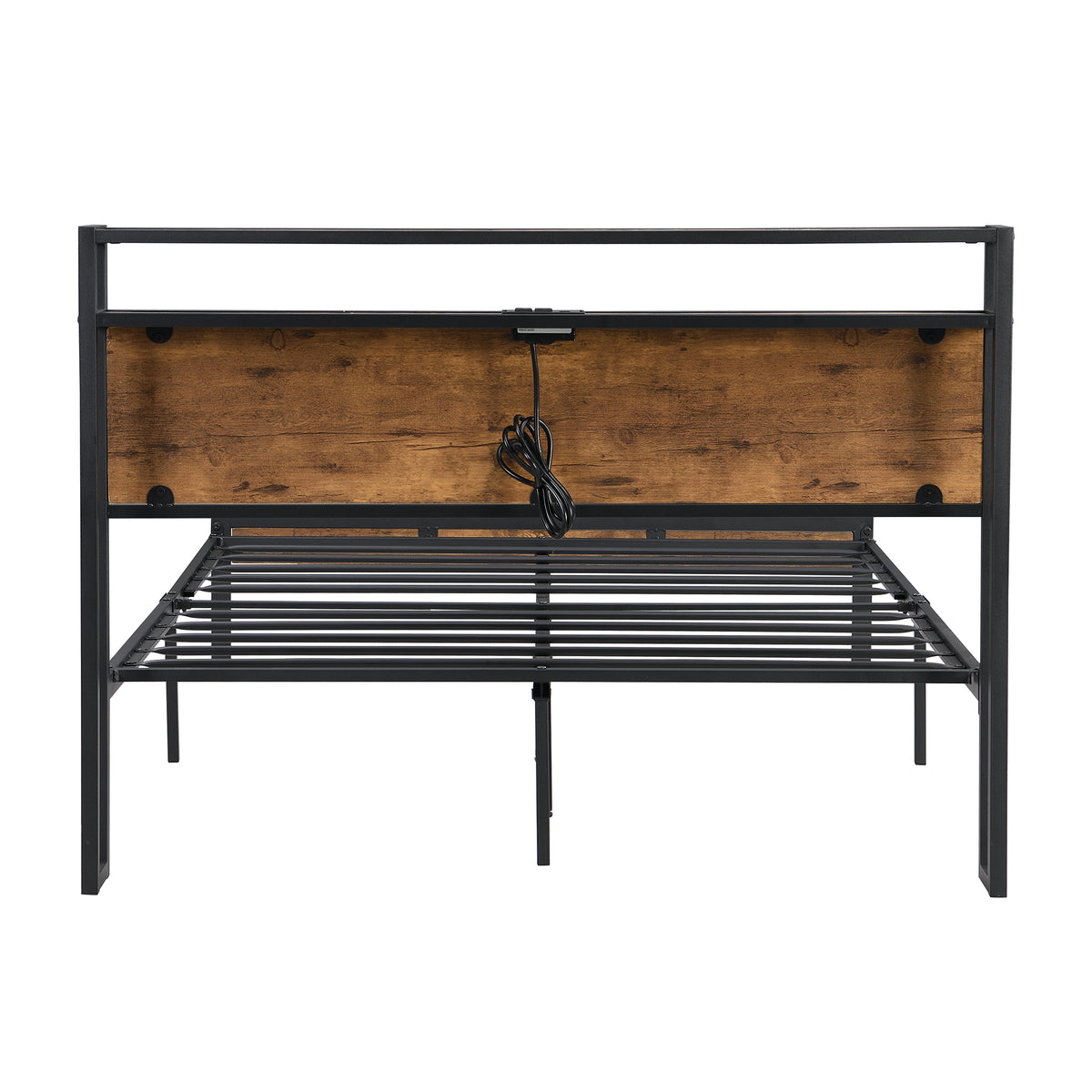 Metal Platform Bed with USB Liner Beige