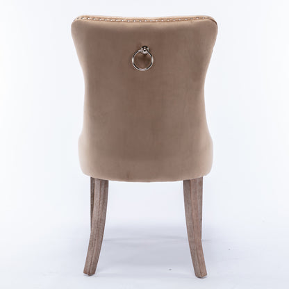 Tufted Dining Chair Set of 2 Khaki