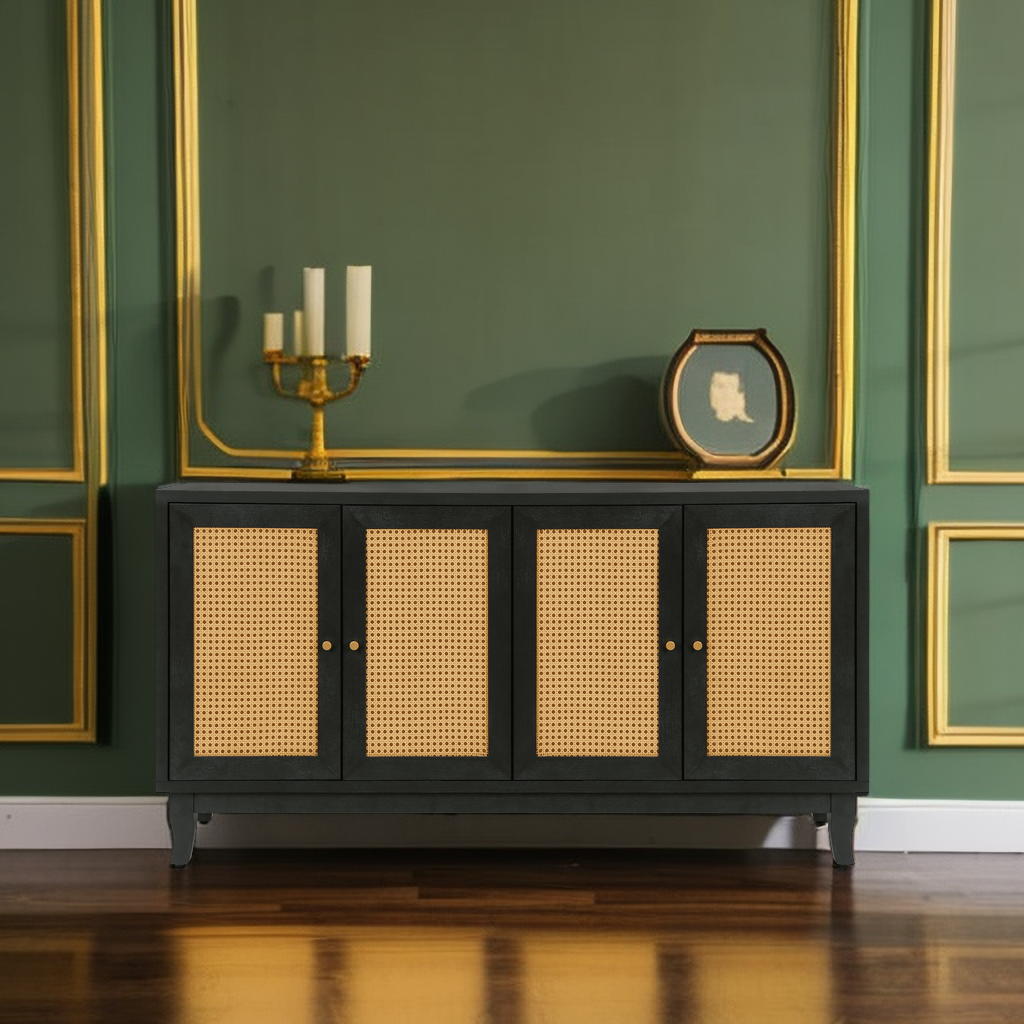 Rattan Sideboard Cabinet – Black