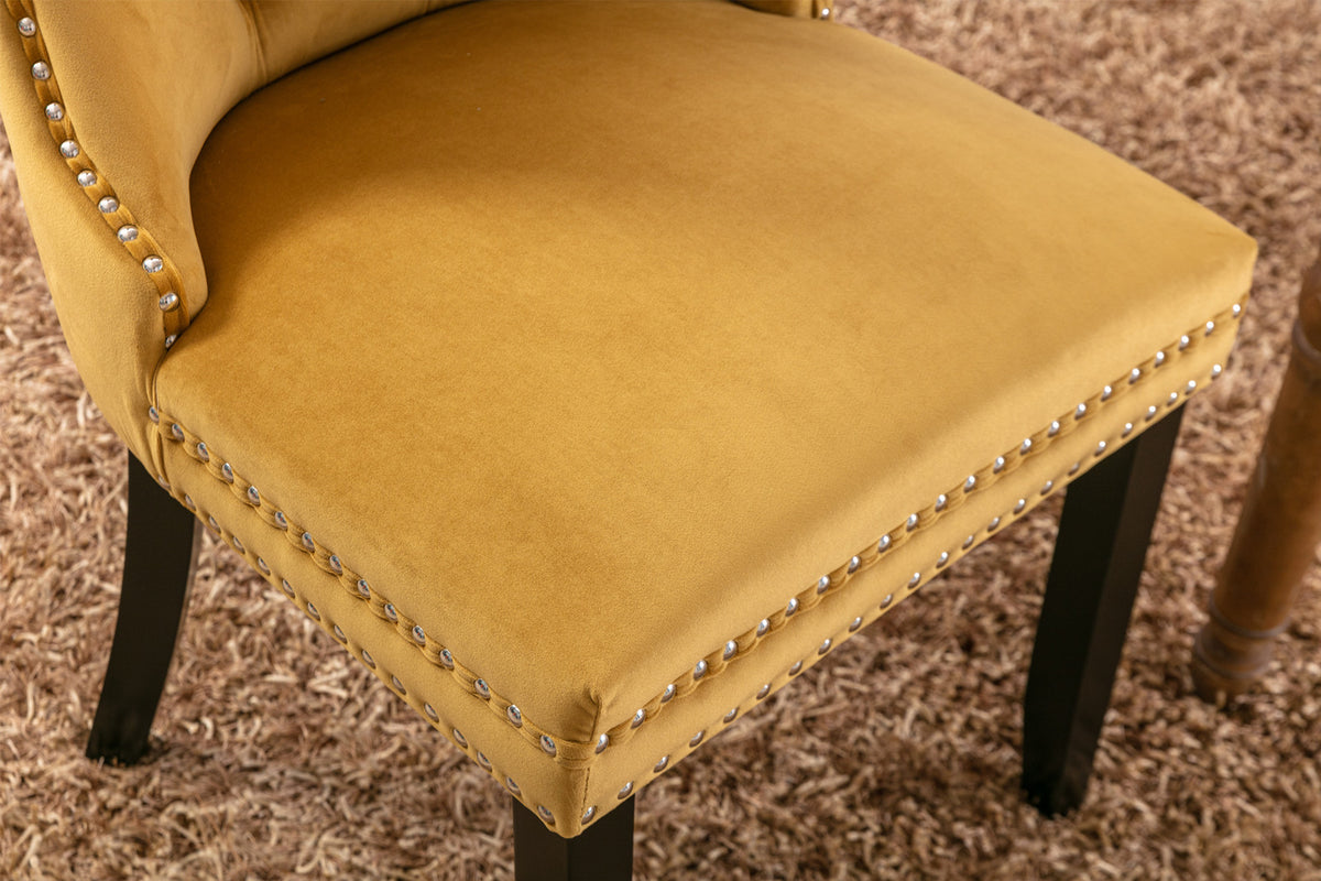 Tufted Velvet Dining Chair Set (2 pcs) – Gold