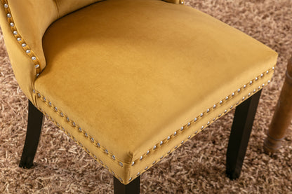 Tufted Velvet Dining Chair Set (2 pcs) – Gold