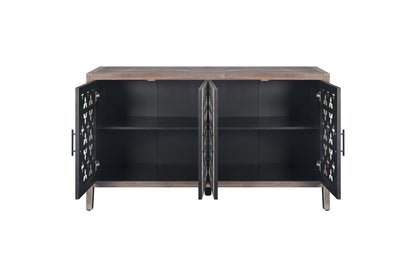 Four-Door Country Media Cabinet with Shelves Brown