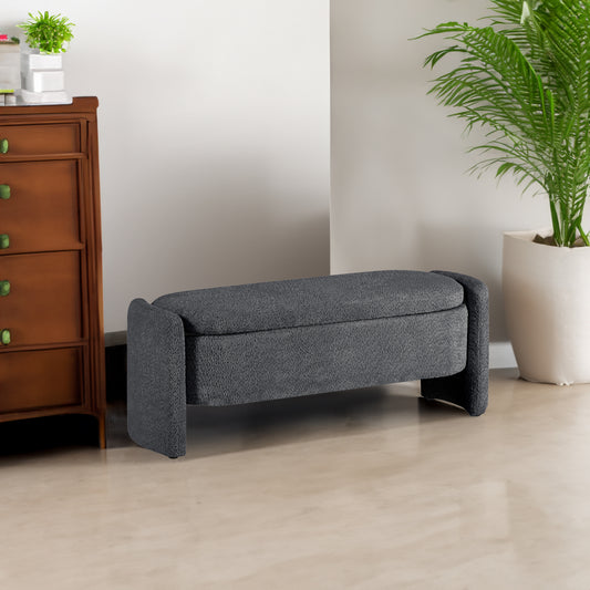 Oval Fabric Storage Ottoman – Dark Grey