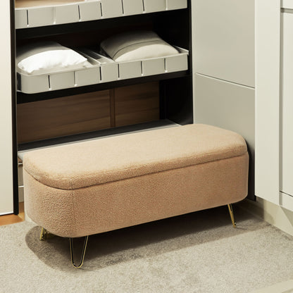 Camel Ottoman Bench with Gold Legs