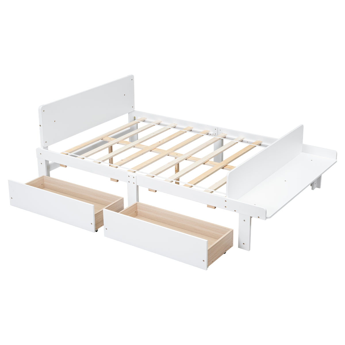 Full Bed with Bench White