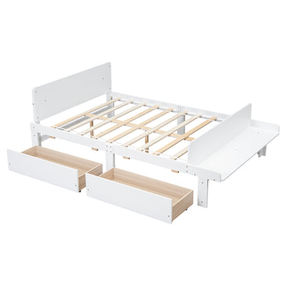 Full Bed with Bench White