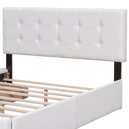 Upholstered Platform Bed Queen Linen