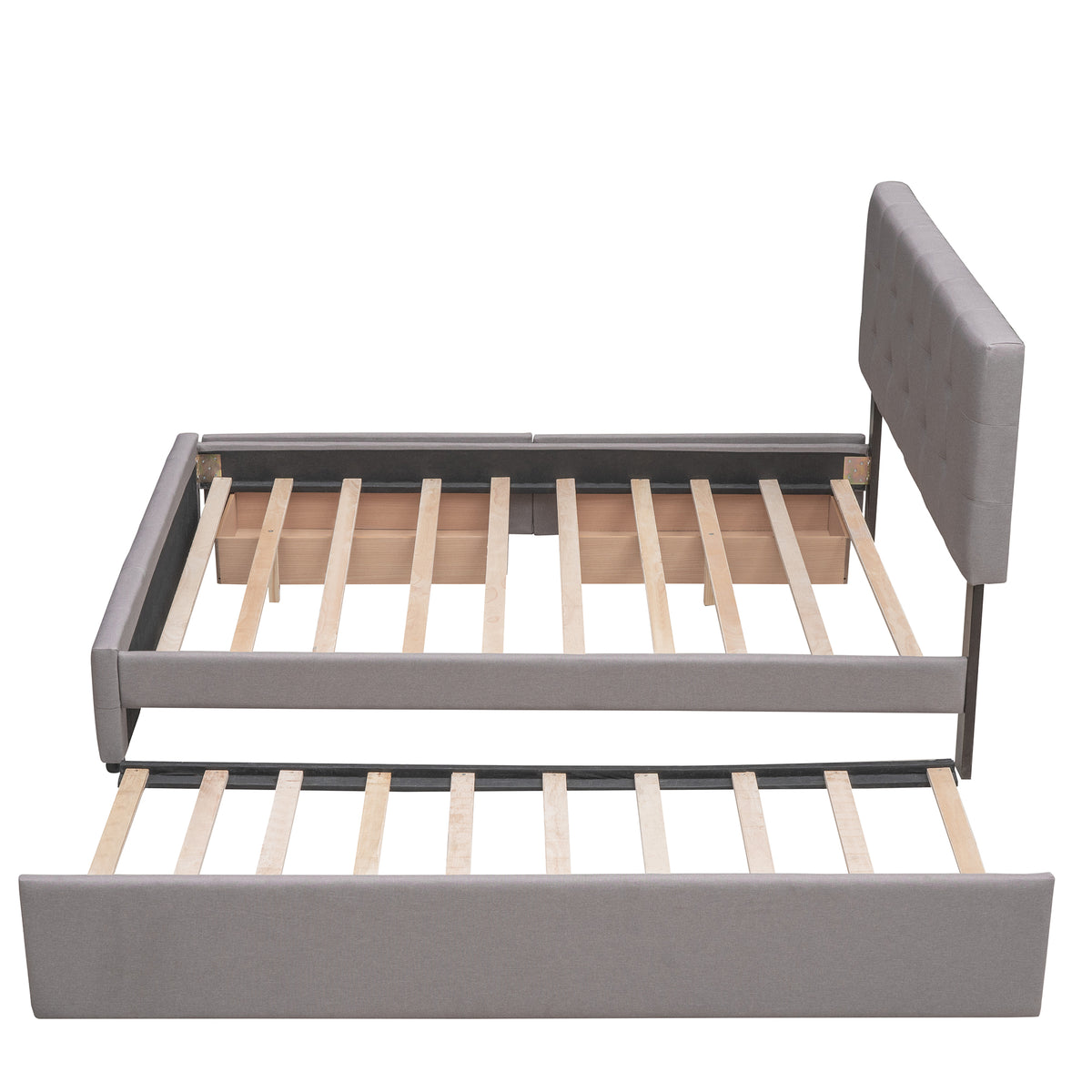 Upholstered Platform Bed Queen Light Gray