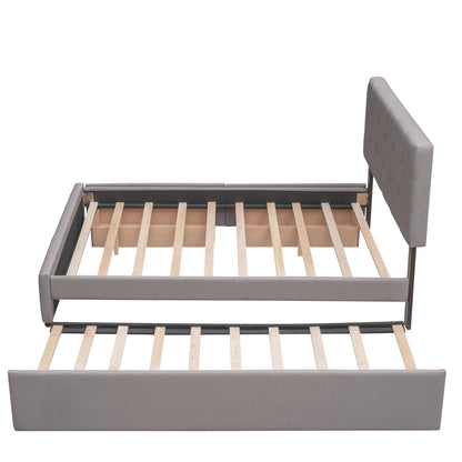 Upholstered Platform Bed Queen Light Gray