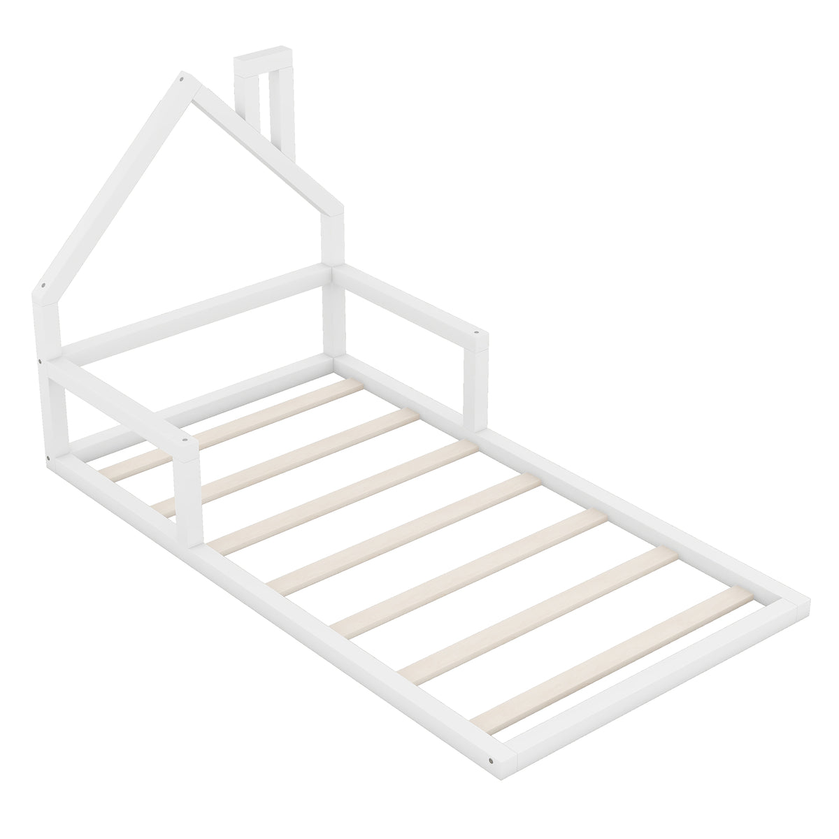 Twin Platform Bed with House Frame White