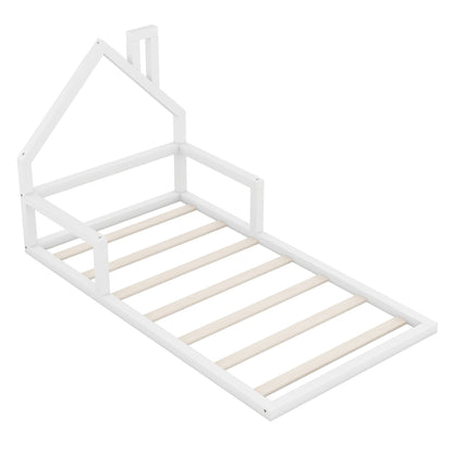 Twin Platform Bed with House Frame White