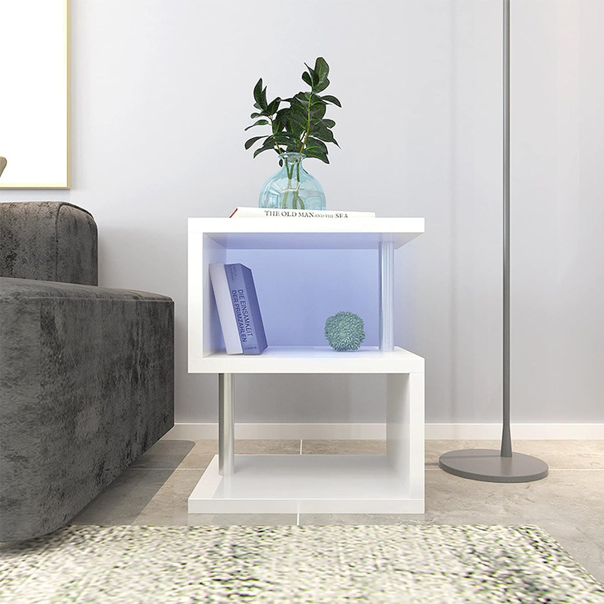 S-Shaped LED Coffee Table – Gloss White